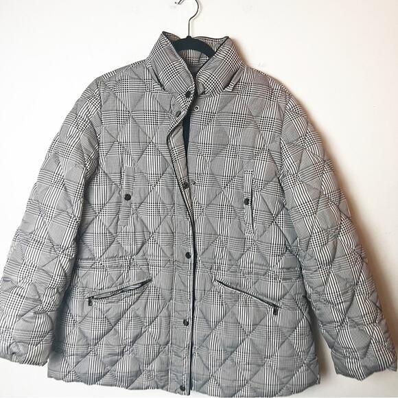 SZ 14/16 Lane Bryant Houndstooth Print Black And White Puff Jacket - Picture 5 of 6
